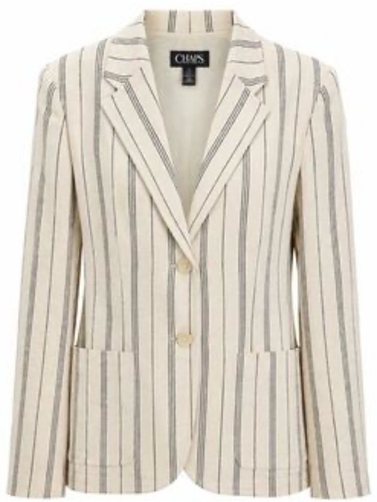 Chaps Jackets & Blazers - Chaps Linen Cream Blazer with Blue Pinstripes 14